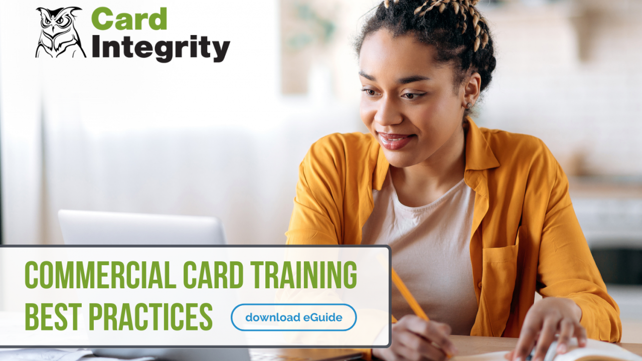 Woman doing an online cardholder training course.